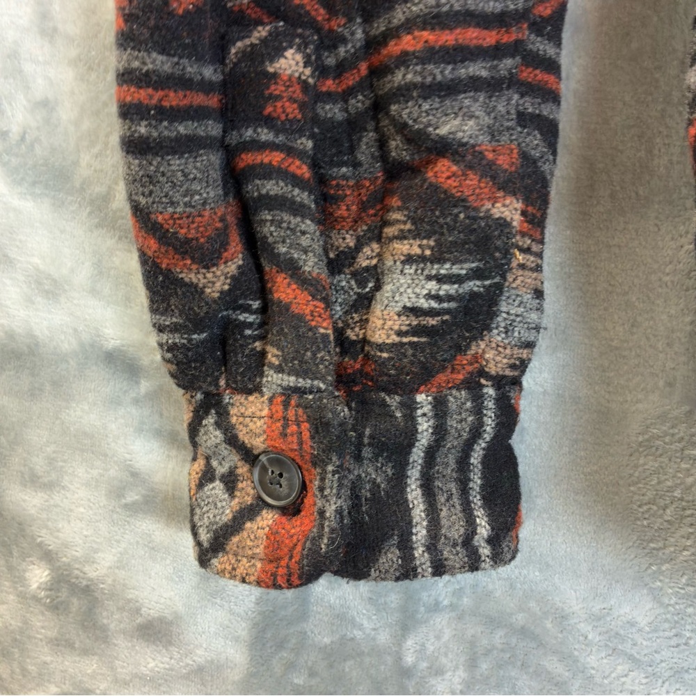 Jachs Sherpa Lined Aztec Jacket Size Large Wool Faux Fur Warm Shacket Southwest - Picture 11 of 16